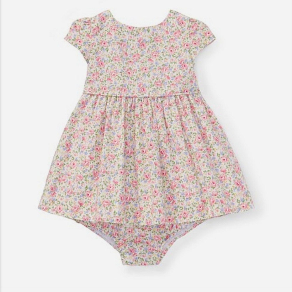 Ralph Lauren Pink Floral Baby Dress & Bloomer Set
